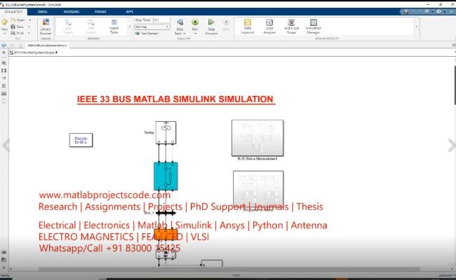 IEEE 33 BUS WITH WIND DFIG MATLAB SIMULINK SIMULATION